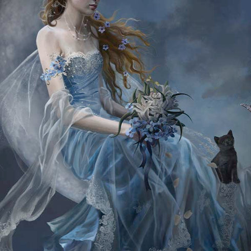 Fairy with Black Cat Sitting on Moon by Nene Thomas Moto G6 Skin