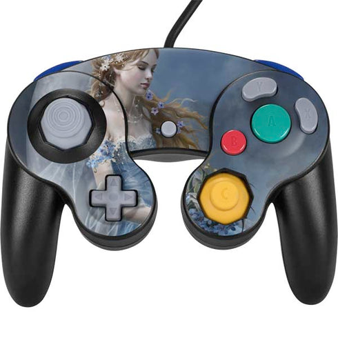 Fairy with Black Cat Sitting on Moon by Nene Thomas Nintendo GameCube Controller Skin