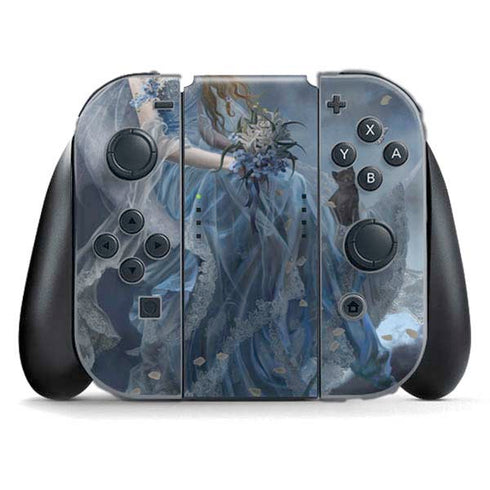 Fairy with Black Cat Sitting on Moon by Nene Thomas Nintendo Switch (2017-2021) Joy-Con Controller Skin