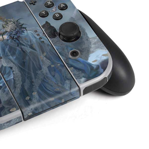 Fairy with Black Cat Sitting on Moon by Nene Thomas Nintendo Switch OLED (2021) Skin