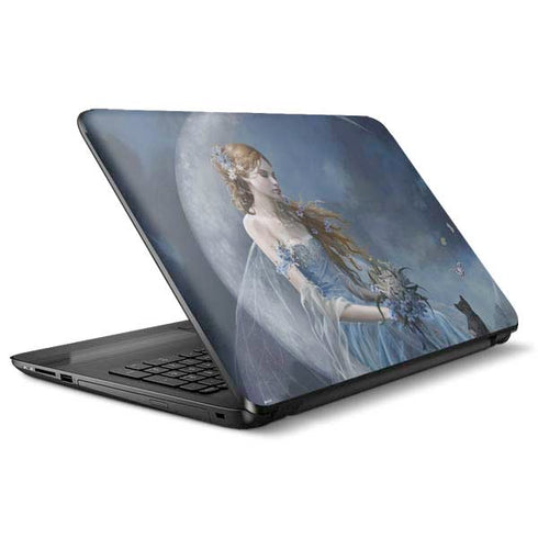 Fairy with Black Cat Sitting on Moon by Nene Thomas HP Notebook Skin