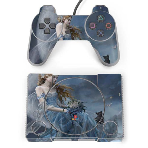 Fairy with Black Cat Sitting on Moon by Nene Thomas PlayStation Classic Bundle Skin