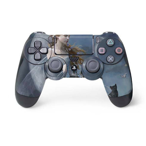 Fairy with Black Cat Sitting on Moon by Nene Thomas PS4 Controller Skin