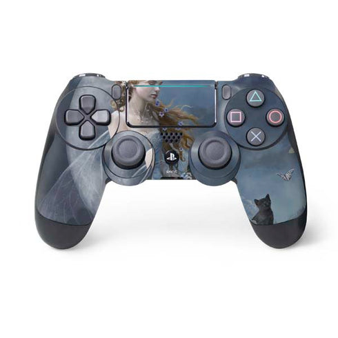 Fairy with Black Cat Sitting on Moon by Nene Thomas PS4 Pro/Slim Controller Skin