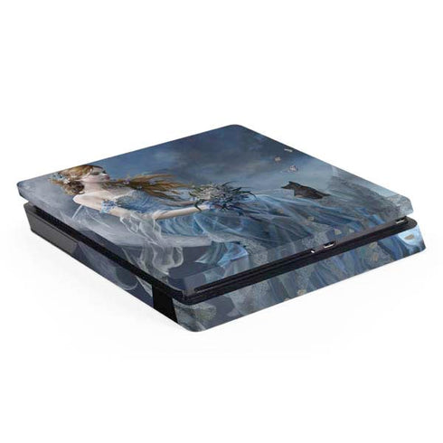 Fairy with Black Cat Sitting on Moon by Nene Thomas PS4 Slim Skin