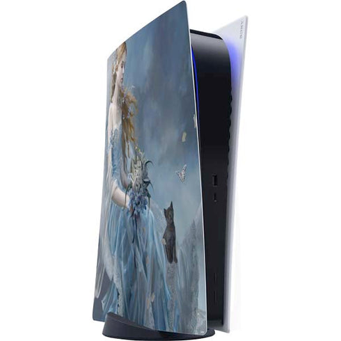Fairy with Black Cat Sitting on Moon by Nene Thomas PS5 Digital Edition Console Skin