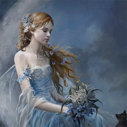 Fairy with Black Cat Sitting on Moon by Nene Thomas HP Spectre Skin