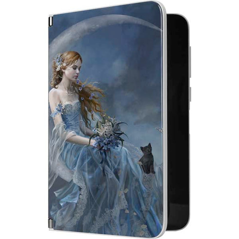 Fairy with Black Cat Sitting on Moon by Nene Thomas Surface Duo Skin