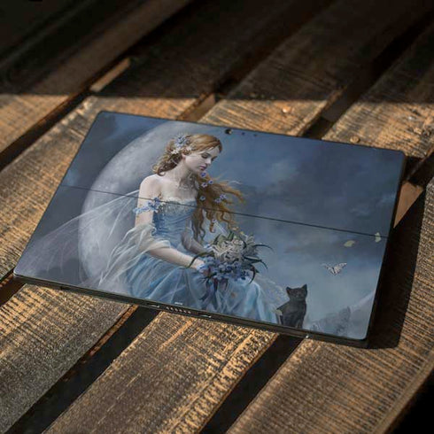 Fairy with Black Cat Sitting on Moon by Nene Thomas Surface Pro 6 Skin
