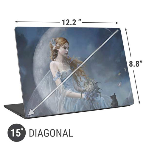 Fairy with Black Cat Sitting on Moon by Nene Thomas Universal Laptop 15in (12.2 x 8.8in) Skin