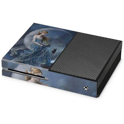 Fairy with Black Cat Sitting on Moon by Nene Thomas Xbox One Console Skin