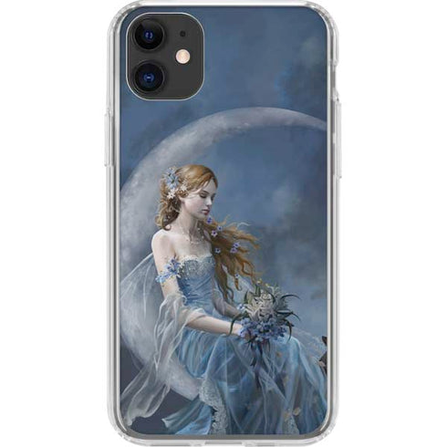 Fairy with Black Cat Sitting on Moon by Nene Thomas iPhone 11 Clear Case