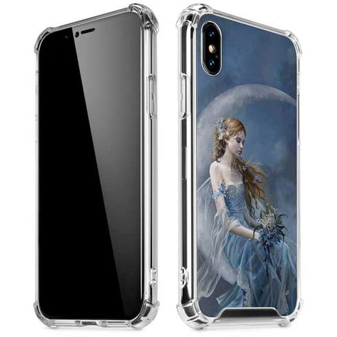 Fairy with Black Cat Sitting on Moon by Nene Thomas iPhone XS Max Clear Case