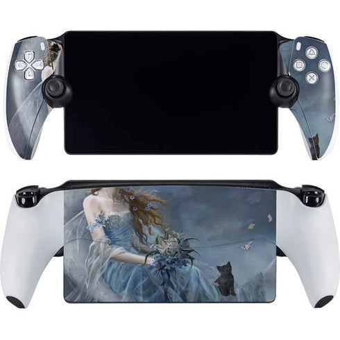 Fairy with Black Cat Sitting on Moon by Nene Thomas PlayStation Portal Remote Player Skin