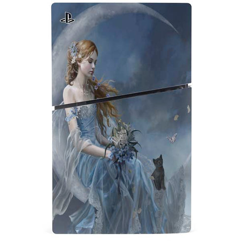 Fairy with Black Cat Sitting on Moon by Nene Thomas PS5 Slim Disk Bundle Skin