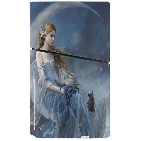 Fairy with Black Cat Sitting on Moon by Nene Thomas PS5 Slim Disk Bundle Skin