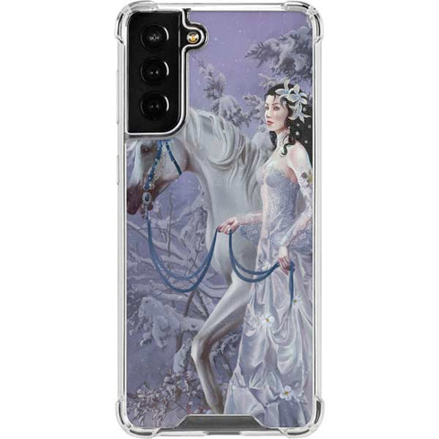 Fairy with Horse in Snow by Nene Thomas Galaxy S21 FE Clear Case