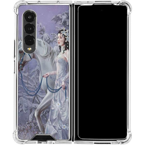 Fairy with Horse in Snow by Nene Thomas Galaxy Z Fold4 5G Clear Case