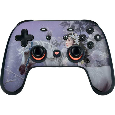 Fairy with Horse in Snow by Nene Thomas Google Stadia Controller Skin