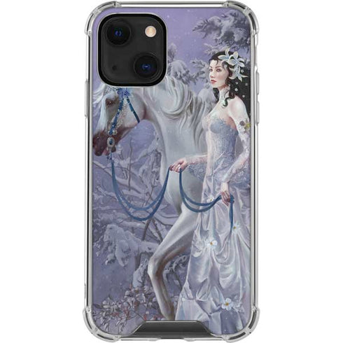 Fairy with Horse in Snow by Nene Thomas iPhone 13 Mini Clear Case
