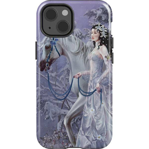 Fairy with Horse in Snow by Nene Thomas iPhone 15 Impact Case