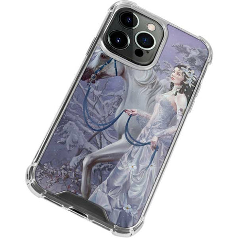Fairy with Horse in Snow by Nene Thomas iPhone 14 Pro Clear Case