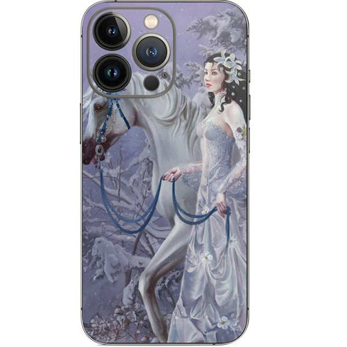 Fairy with Horse in Snow by Nene Thomas iPhone 15 Pro Skin