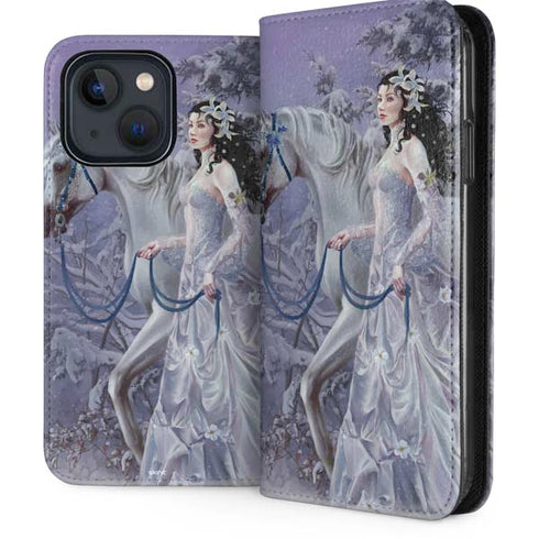 Fairy with Horse in Snow by Nene Thomas iPhone 15 Folio Case