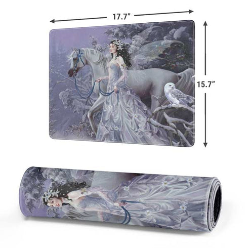 Fairy with Horse in Snow by Nene Thomas Gaming Mouse Pad