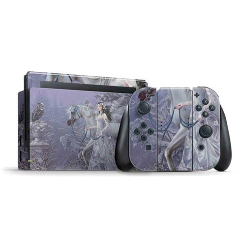 Fairy with Horse in Snow by Nene Thomas Nintendo Switch Bundle Skin