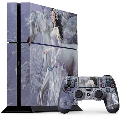 Fairy with Horse in Snow by Nene Thomas PS4 Console and Controller Bundle Skin