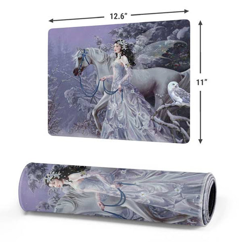 Fairy with Horse in Snow by Nene Thomas Gaming Mouse Pad