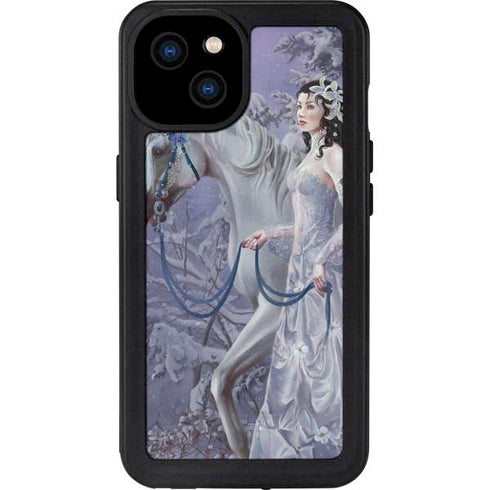 Fairy with Horse in Snow by Nene Thomas iPhone 15 Plus Waterproof Case