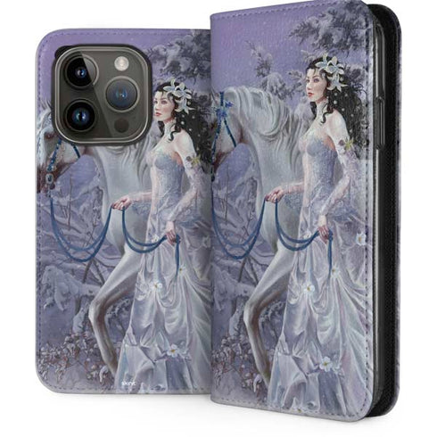 Fairy with Horse in Snow by Nene Thomas iPhone 15 Pro Folio Case