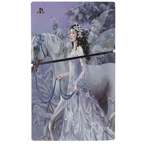 Fairy with Horse in Snow by Nene Thomas PS5 Slim Disk Console Skin