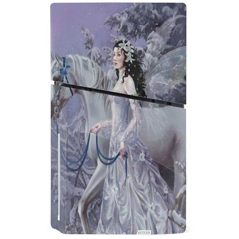 Fairy with Horse in Snow by Nene Thomas PS5 Slim Disk Console Skin