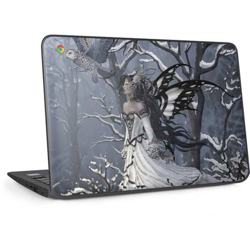 Fairy with Owl in Snow by Nene Thomas HP Chromebook Skin