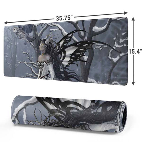 Fairy with Owl in Snow by Nene Thomas Gaming Mouse Pad