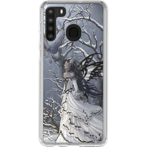 Fairy with Owl in Snow by Nene Thomas Galaxy A21 Clear Case