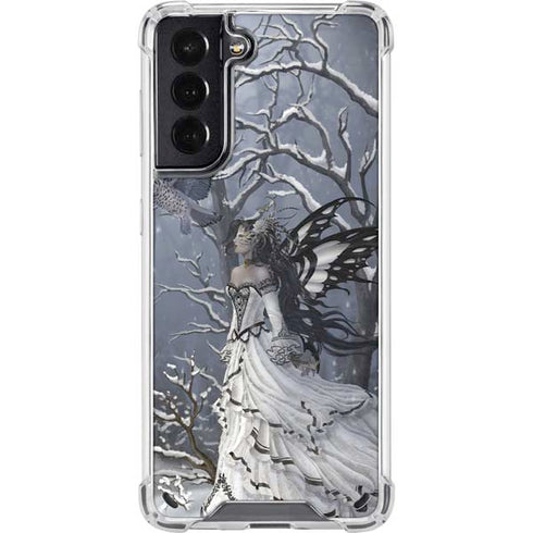 Fairy with Owl in Snow by Nene Thomas Galaxy S21 5G Clear Case