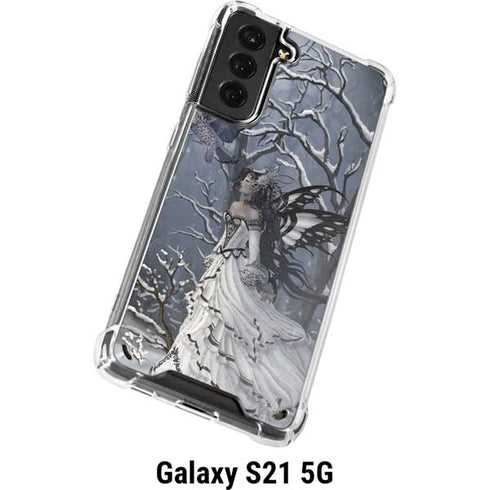 Fairy with Owl in Snow by Nene Thomas Galaxy S21 5G Clear Case