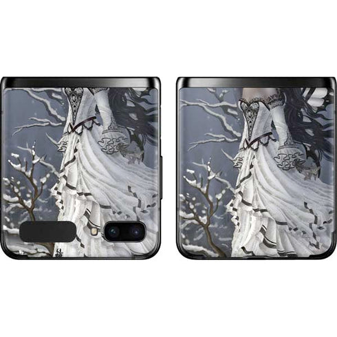 Fairy with Owl in Snow by Nene Thomas Galaxy Z Flip Skin