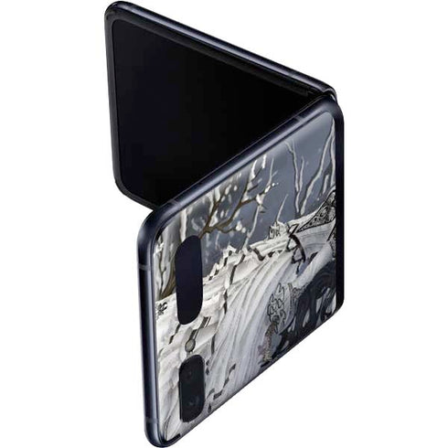 Fairy with Owl in Snow by Nene Thomas Galaxy Z Flip Skin