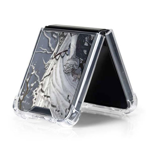 Fairy with Owl in Snow by Nene Thomas Galaxy Z Flip5 5G Clear Case