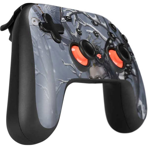 Fairy with Owl in Snow by Nene Thomas Google Stadia Controller Skin