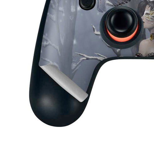 Fairy with Owl in Snow by Nene Thomas Google Stadia Controller Skin