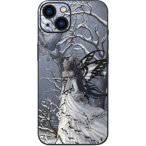 Fairy with Owl in Snow by Nene Thomas iPhone 15 Plus Skin
