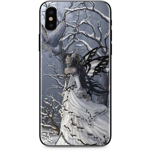 Fairy with Owl in Snow by Nene Thomas iPhone X Skin