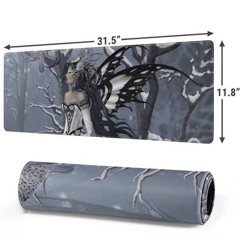 Fairy with Owl in Snow by Nene Thomas Gaming Mouse Pad