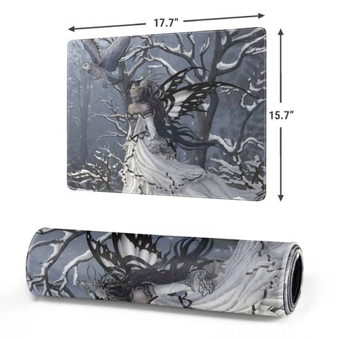 Fairy with Owl in Snow by Nene Thomas Gaming Mouse Pad